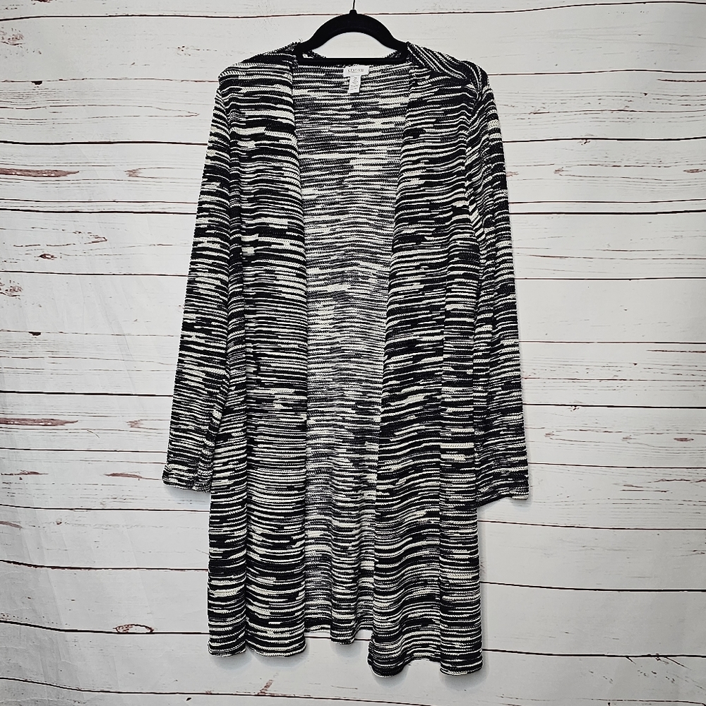 Chico's Space Dye Open Front Cardigan